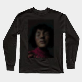 Portrait, digital collage and special processing. Woman with closed eyes. Mystic and beautiful.  Blur. Long Sleeve T-Shirt